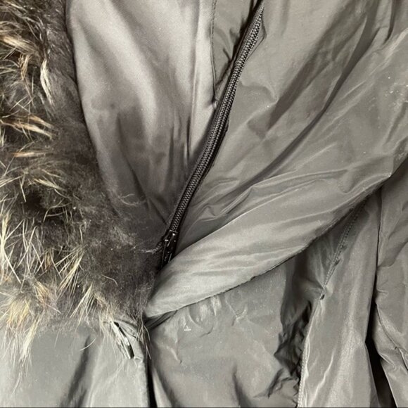 Danier Leather Puffer Nylon Coat Removable Fur Collar Zip Pockets Parka Jacket M - Picture 12 of 16